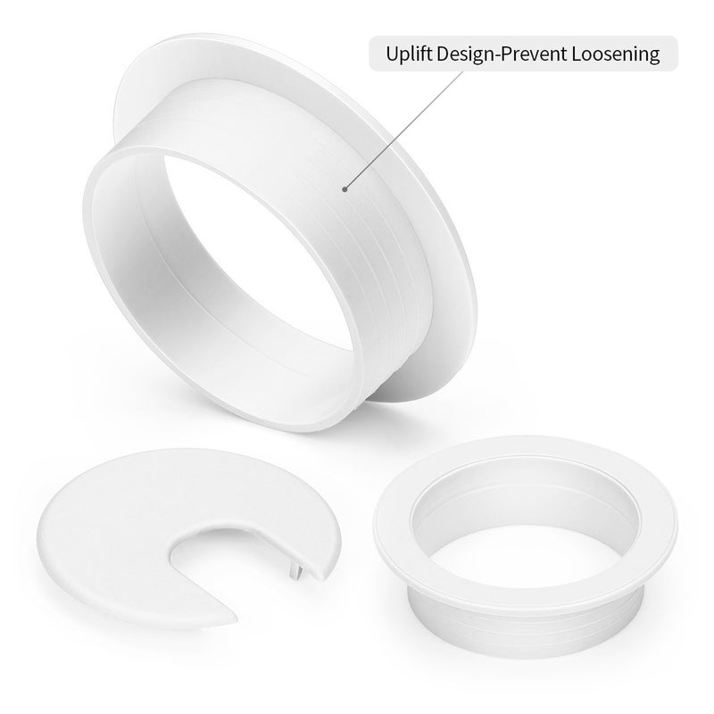 Petutu 10 Pack 2 Inch White Desk Grommet for Wires Cords-Plastic - Image 3
